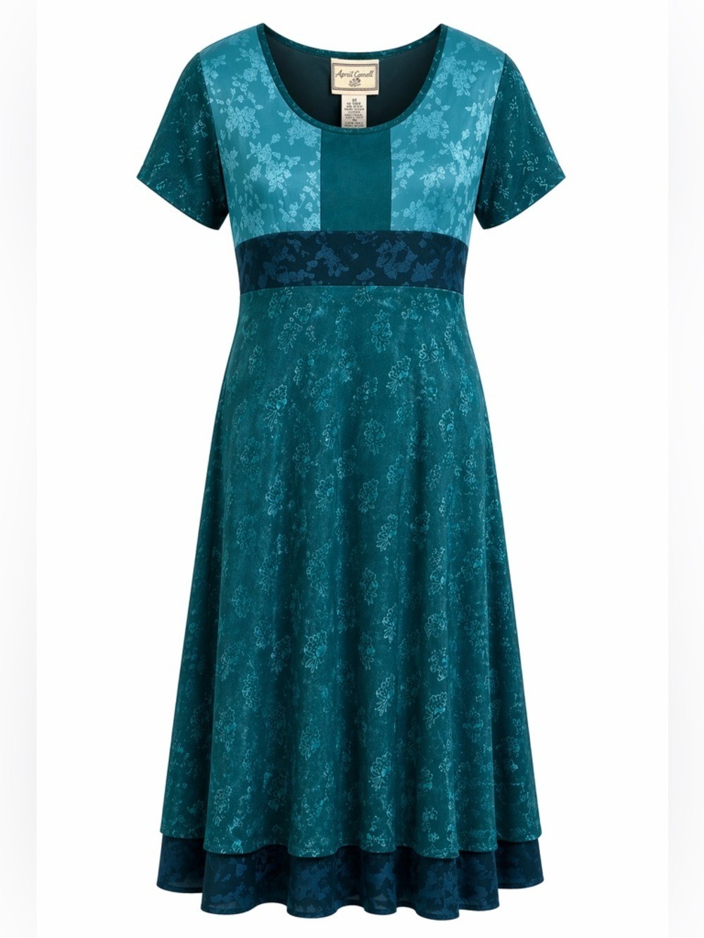 April Cornell Vintage 90s Jacquard Maxi Dress Tie Back Waist Cottagecore Medium